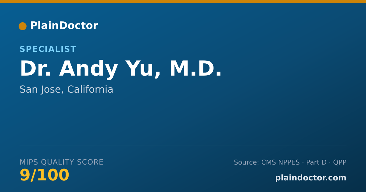 Shareable card for Andy Yu, M.D. - Specialist, San Jose, CA