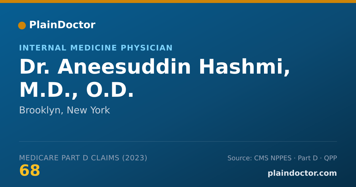 Shareable card for Aneesuddin Hashmi, M.D., O.D. - Internal Medicine Physician, Brooklyn, NY