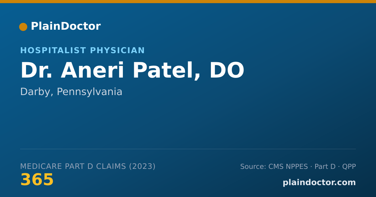 Shareable card for Aneri Patel, DO - Hospitalist Physician, Darby, PA