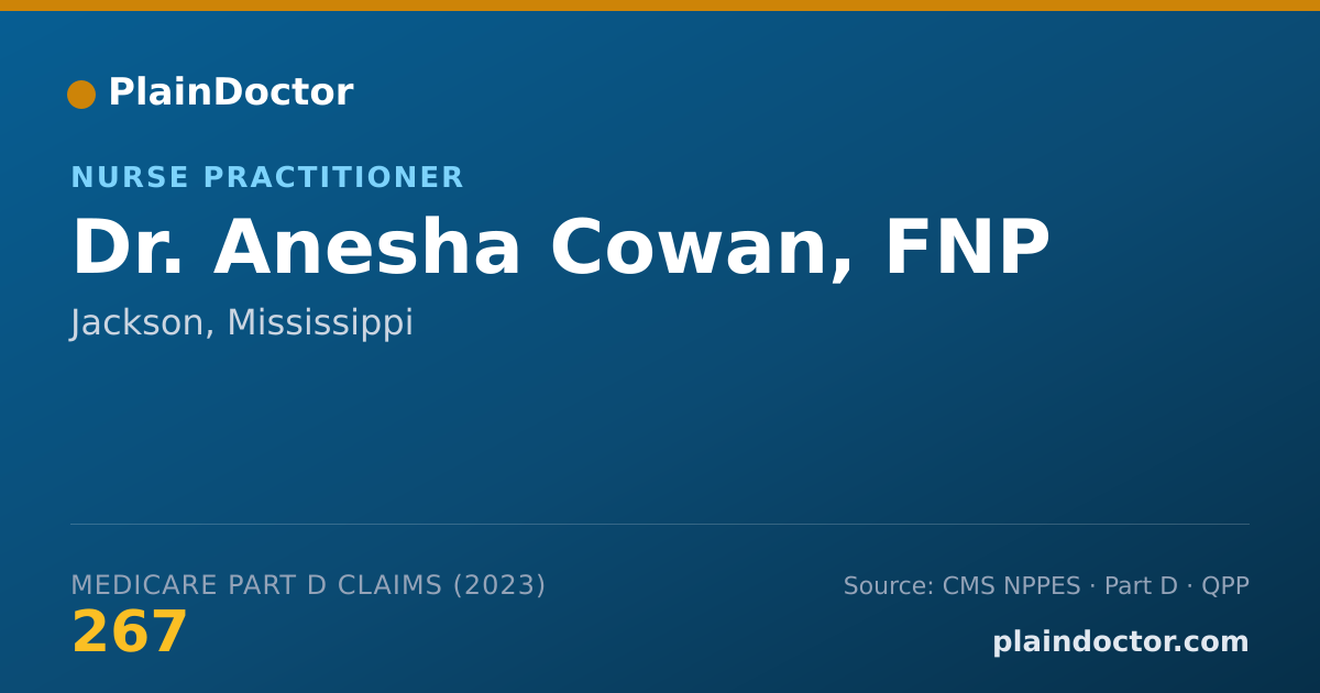 Shareable card for Anesha Cowan, FNP - Nurse Practitioner, Jackson, MS