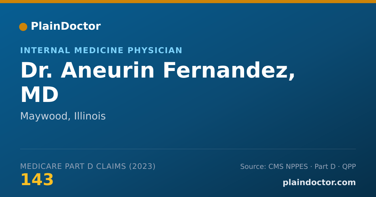 Shareable card for Aneurin Fernandez, MD - Internal Medicine Physician, Maywood, IL