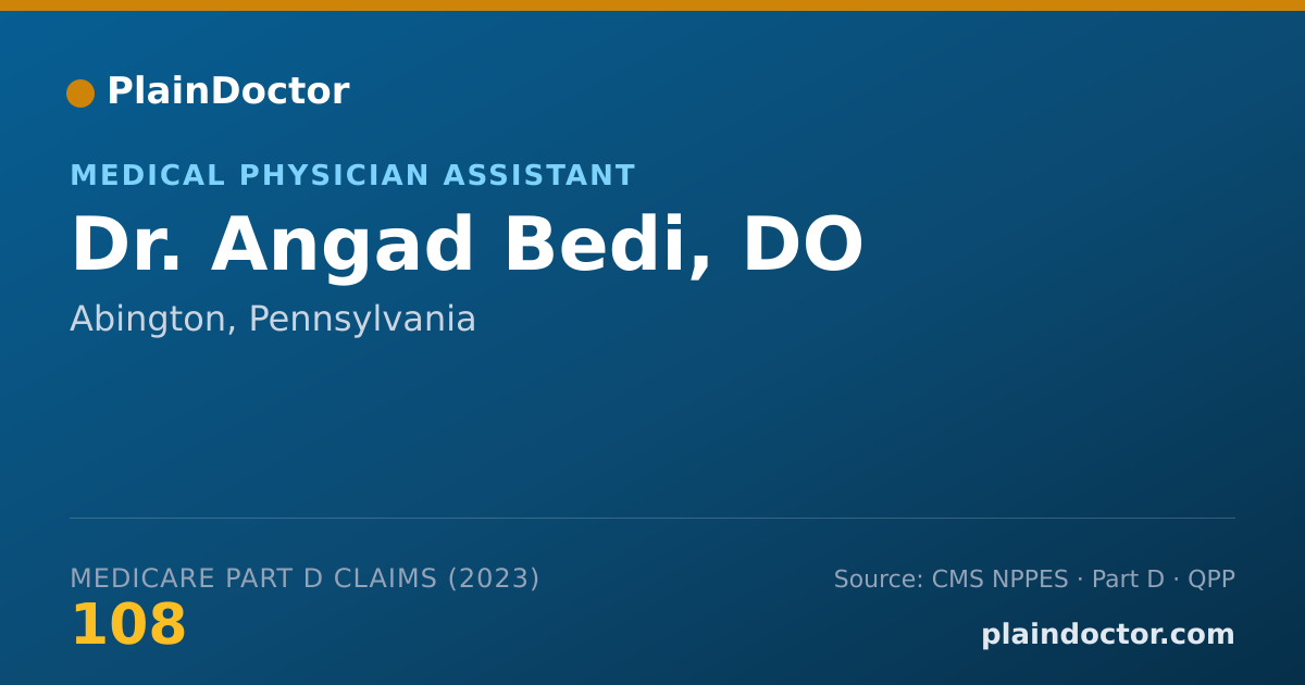 Shareable card for Angad Bedi, DO - Medical Physician Assistant, Abington, PA