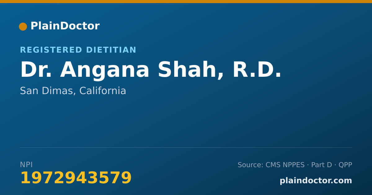 Shareable card for Angana Shah, R.D. - Registered Dietitian, San Dimas, CA