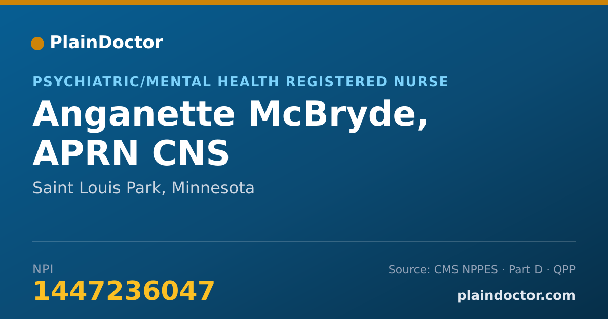 Shareable card for Anganette McBryde, APRN CNS - Psychiatric/Mental Health Registered Nurse, Saint Louis Park, MN