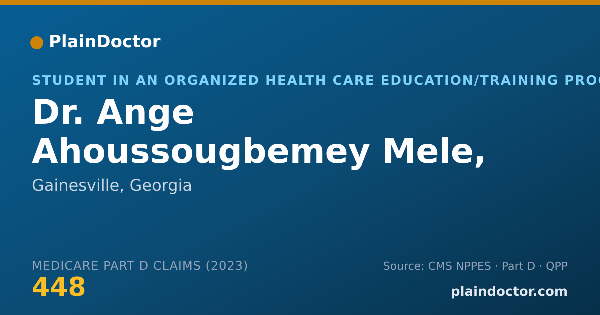 Shareable card for Ange Ahoussougbemey Mele, MD - Student in an Organized Health Care Education/Training Program, Gainesville, GA