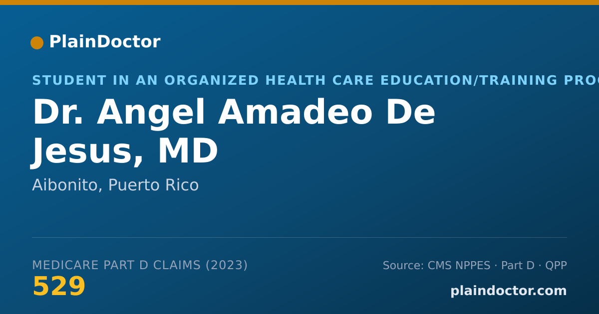 Shareable card for Angel Amadeo De Jesus, MD - Student in an Organized Health Care Education/Training Program, Aibonito, PR