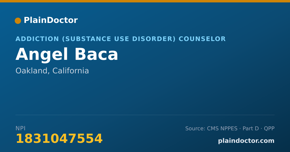 Shareable card for Angel Baca - Addiction (Substance Use Disorder) Counselor, Oakland, CA