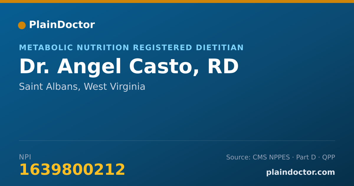 Shareable card for Angel Casto, RD - Metabolic Nutrition Registered Dietitian, Saint Albans, WV