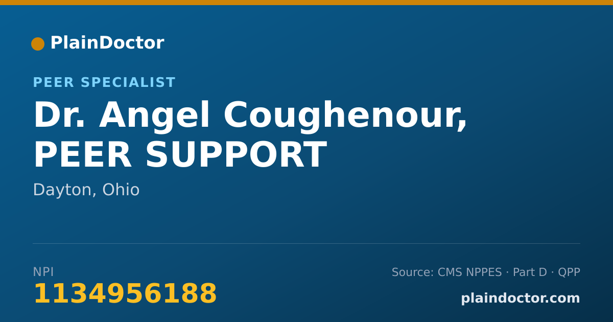 Shareable card for Angel Coughenour, PEER SUPPORT - Peer Specialist, Dayton, OH