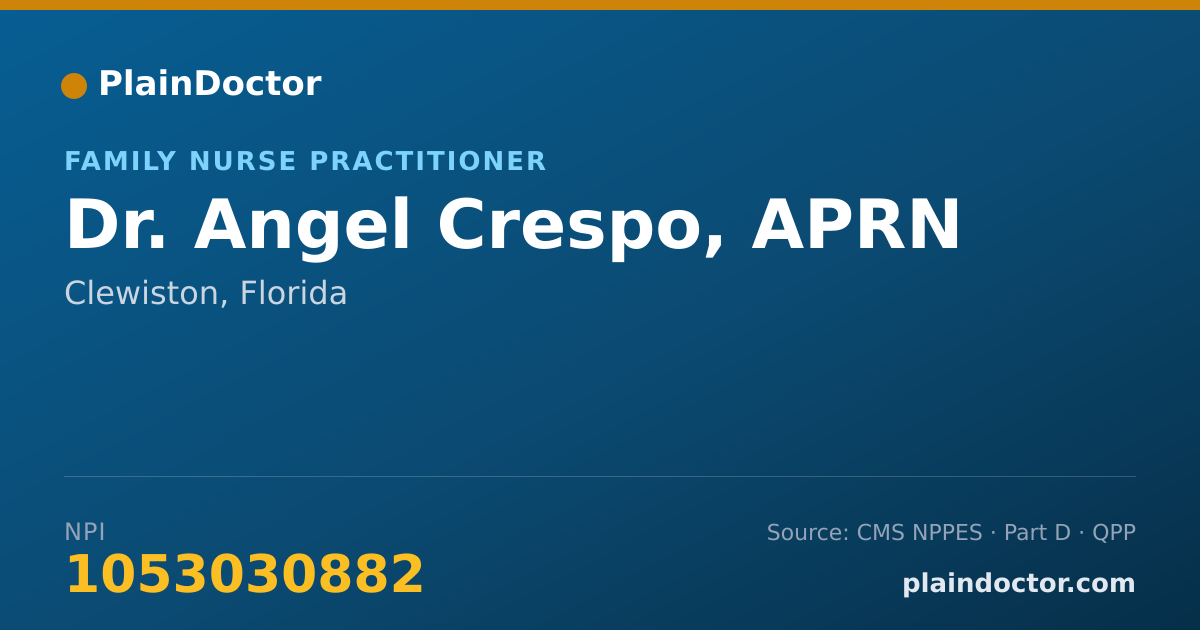 Shareable card for Angel Crespo, APRN - Family Nurse Practitioner, Clewiston, FL