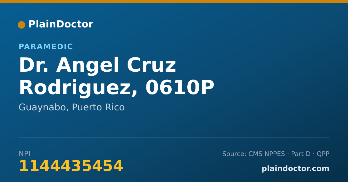 Shareable card for Angel Cruz Rodriguez, 0610P - Paramedic, Guaynabo, PR