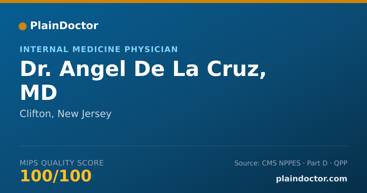 Shareable card for Angel De La Cruz, MD - Internal Medicine Physician, Clifton, NJ