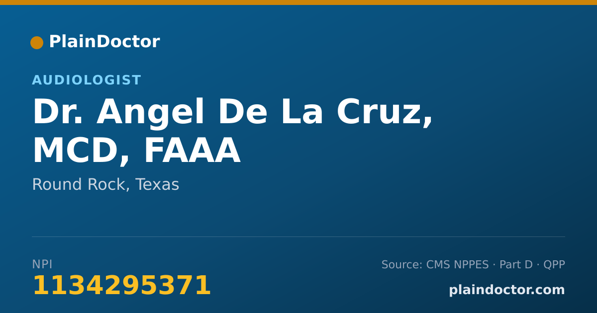 Shareable card for Angel De La Cruz, MCD, FAAA - Audiologist, Round Rock, TX