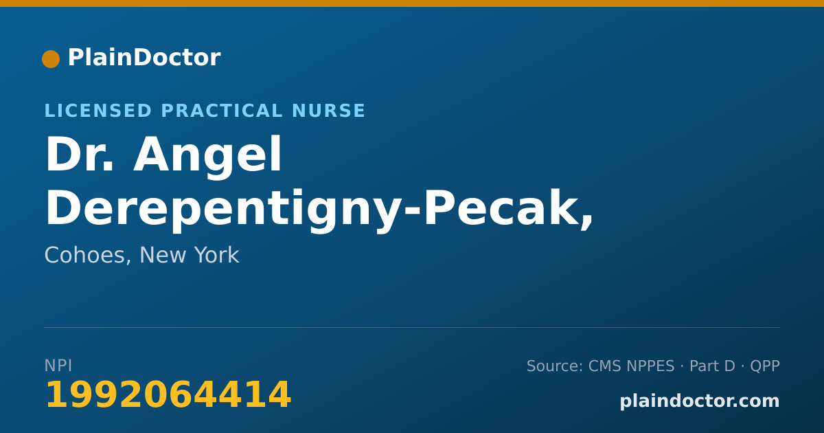 Shareable card for Angel Derepentigny-Pecak, LPN - Licensed Practical Nurse, Cohoes, NY