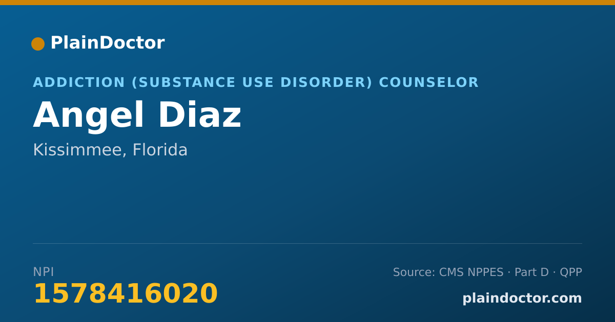 Shareable card for Angel Diaz - Addiction (Substance Use Disorder) Counselor, Kissimmee, FL