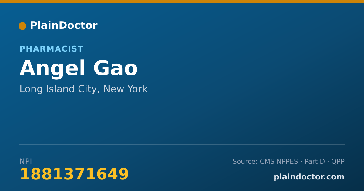 Shareable card for Angel Gao - Pharmacist, Long Island City, NY