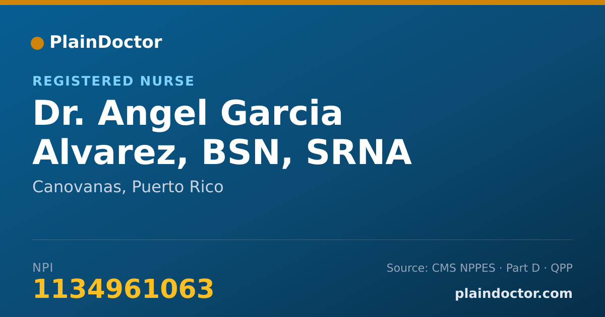 Shareable card for Angel Garcia Alvarez, BSN, SRNA - Registered Nurse, Canovanas, PR