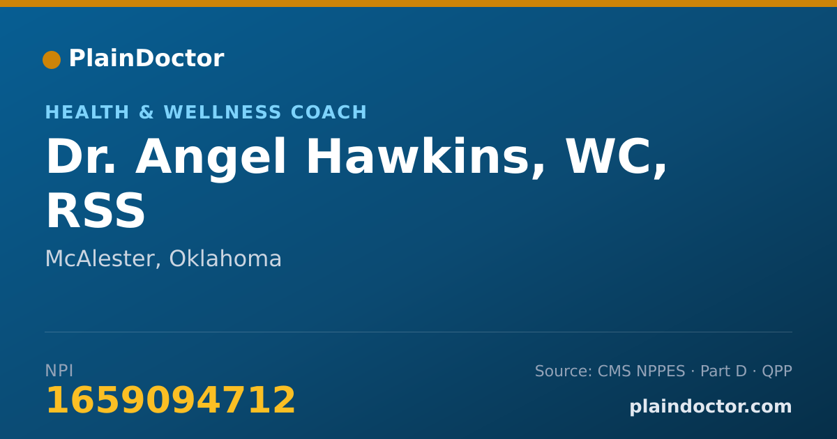 Shareable card for Angel Hawkins, WC, RSS - Health & Wellness Coach, McAlester, OK