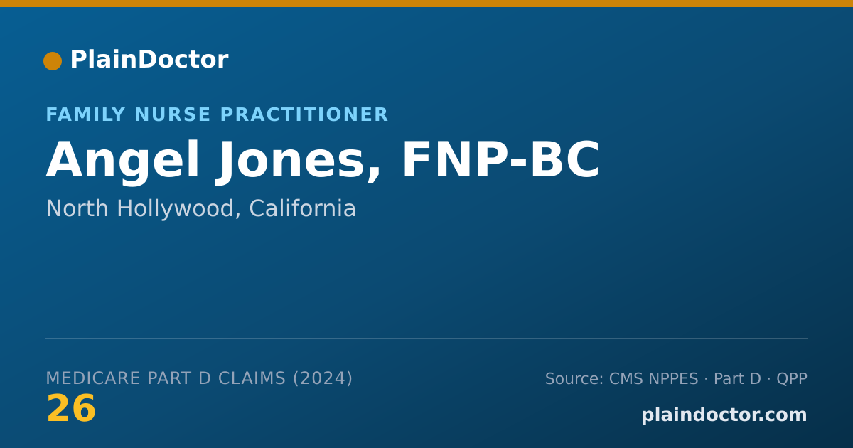 Shareable card for Angel Jones, FNP-BC - Family Nurse Practitioner, North Hollywood, CA