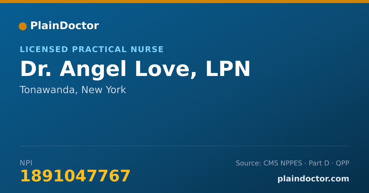 Shareable card for Angel Love, LPN - Licensed Practical Nurse, Tonawanda, NY