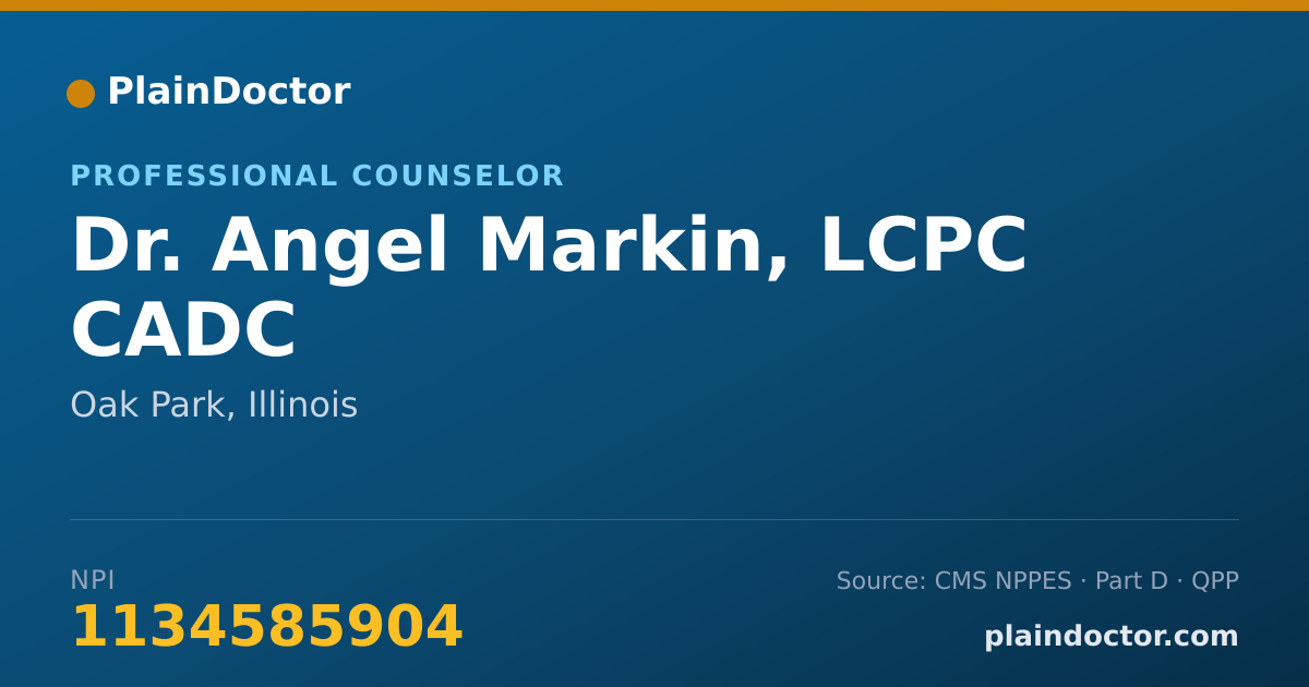 Shareable card for Angel Markin, LCPC CADC - Professional Counselor, Oak Park, IL
