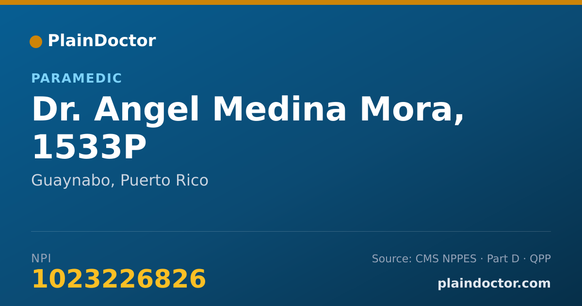 Shareable card for Angel Medina Mora, 1533P - Paramedic, Guaynabo, PR