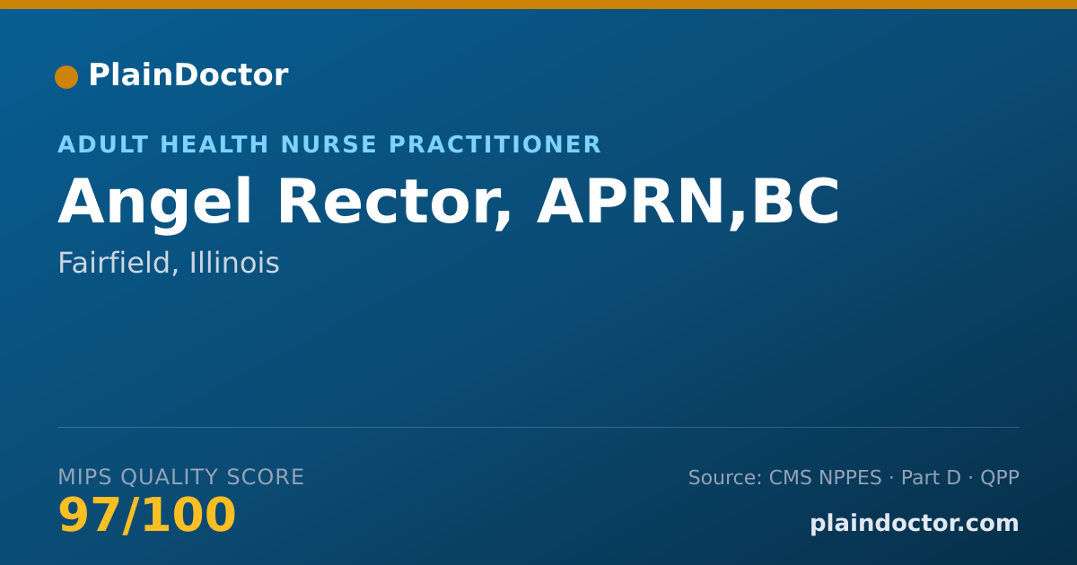 Shareable card for Angel Rector, APRN,BC - Adult Health Nurse Practitioner, Fairfield, IL