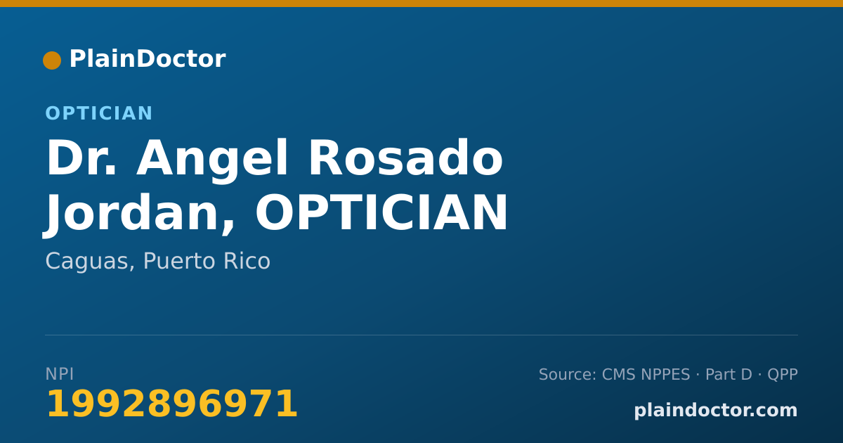 Shareable card for Angel Rosado Jordan, OPTICIAN - Optician, Caguas, PR