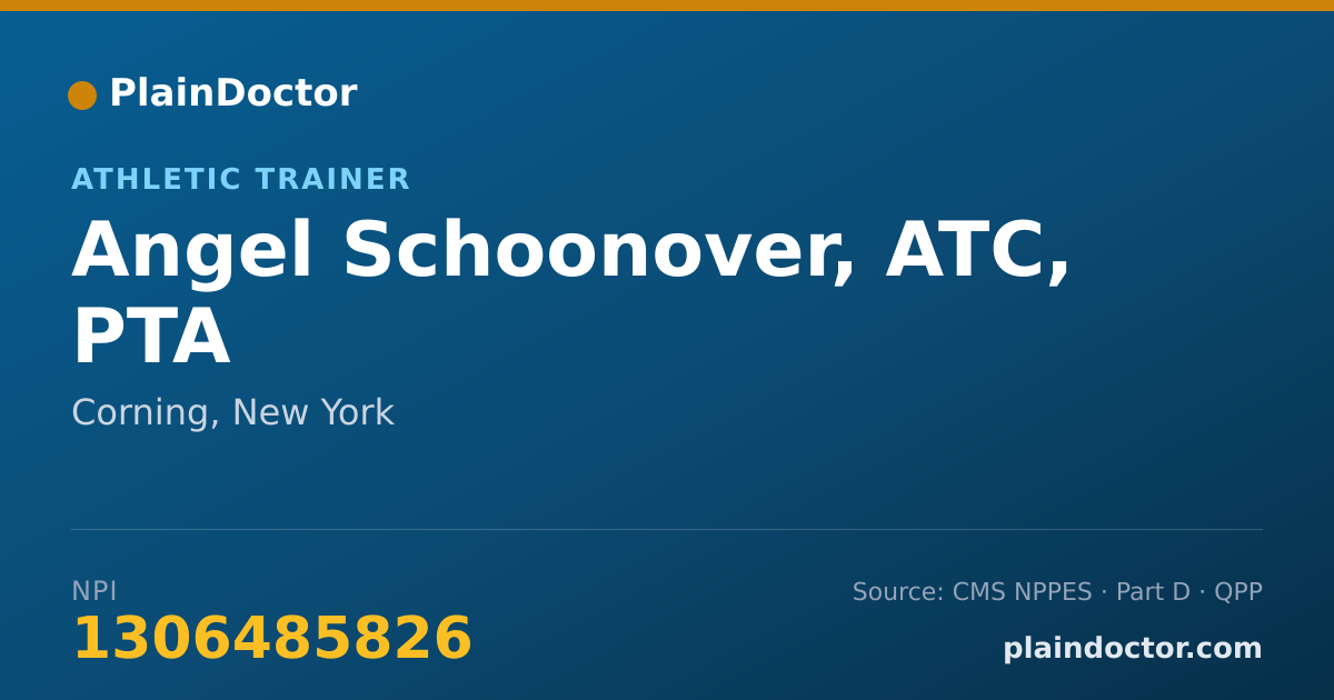 Shareable card for Angel Schoonover, ATC, PTA - Physical Therapy Assistant, Corning, NY