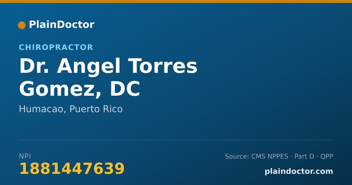 Shareable card for Angel Torres Gomez, DC - Chiropractor, Humacao, PR