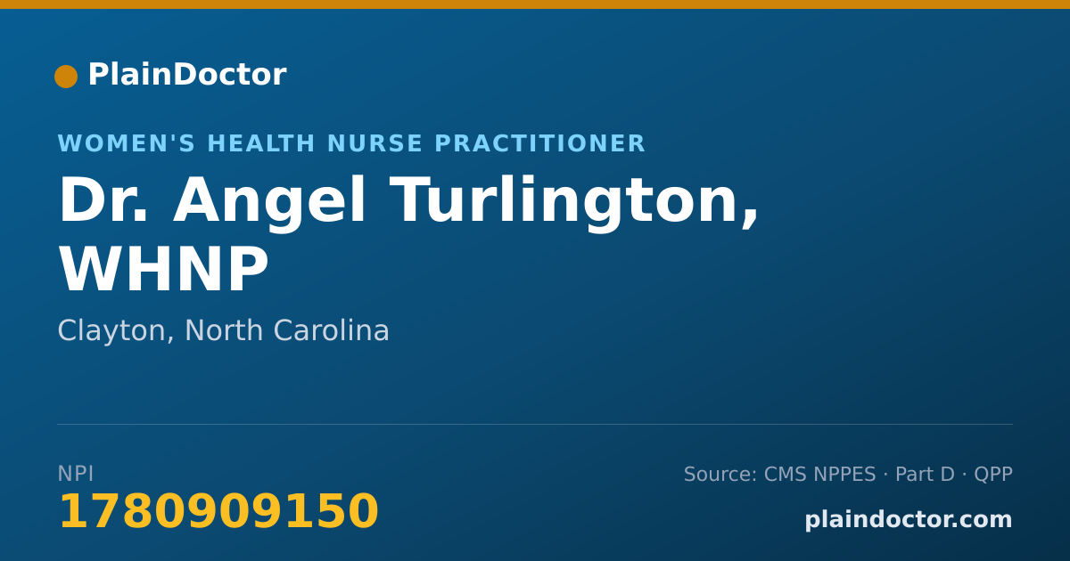Shareable card for Angel Turlington, WHNP - Women's Health Nurse Practitioner, Clayton, NC