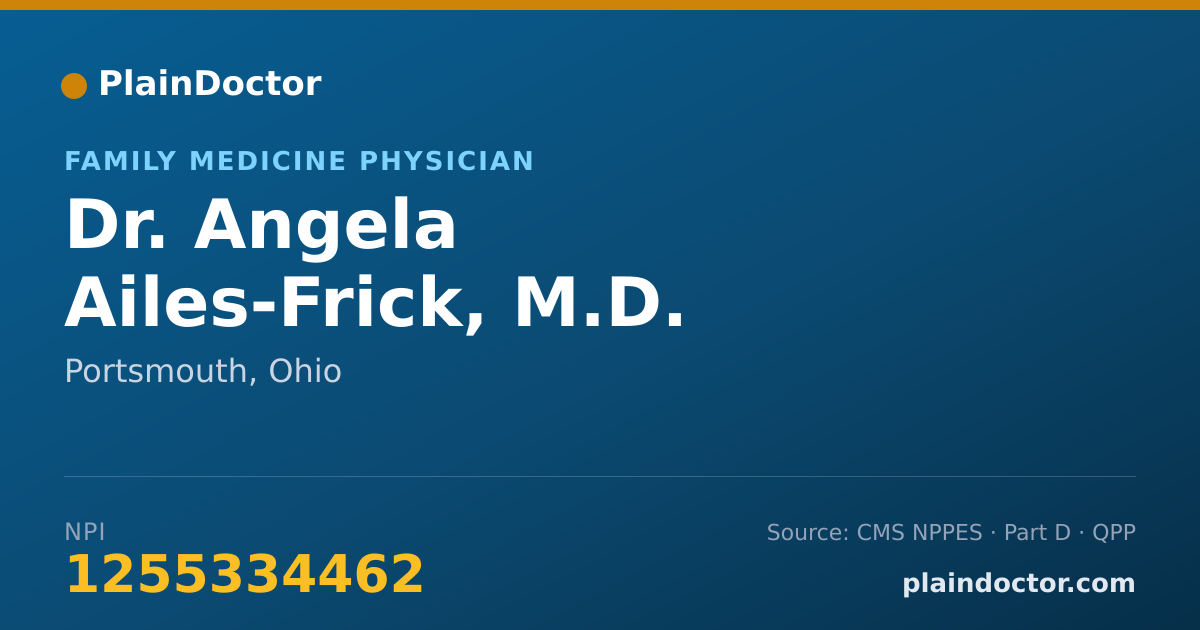 Shareable card for Angela Ailes-Frick, M.D. - Family Medicine Physician, Portsmouth, OH