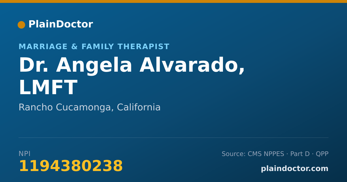 Shareable card for Angela Alvarado, LMFT - Marriage & Family Therapist, Rancho Cucamonga, CA