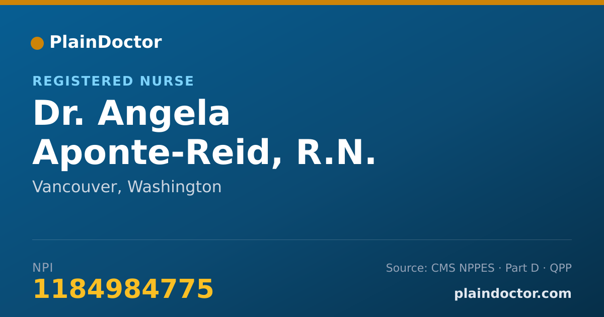 Shareable card for Angela Aponte-Reid, R.N. - Registered Nurse, Vancouver, WA