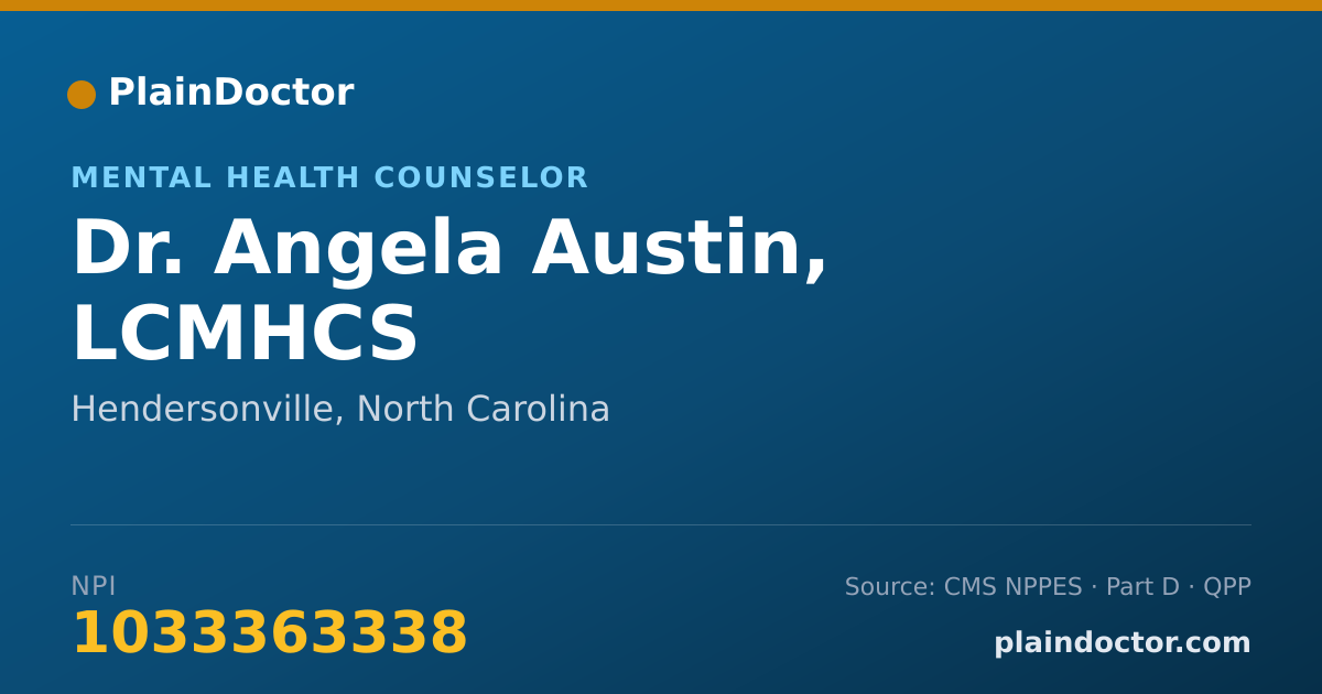 Shareable card for Angela Austin, LCMHCS - Mental Health Counselor, Hendersonville, NC