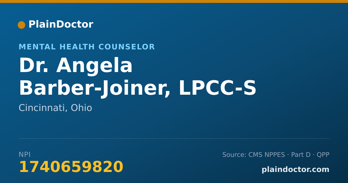 Shareable card for Angela Barber-Joiner, LPCC-S - Mental Health Counselor, Cincinnati, OH