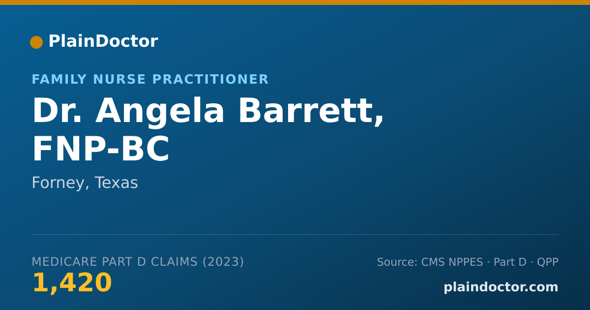 Shareable card for Angela Barrett, FNP-BC - Family Nurse Practitioner, Forney, TX