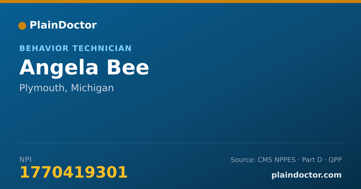 Shareable card for Angela Bee - Behavior Technician, Plymouth, MI