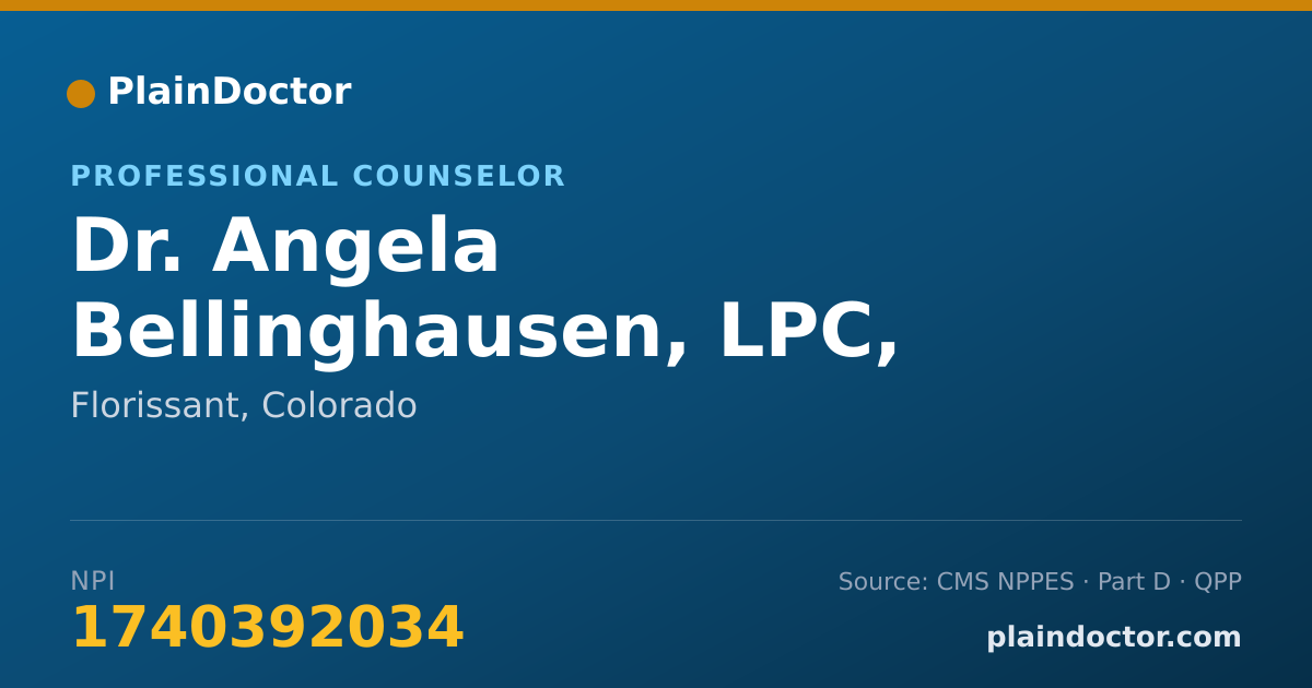 Shareable card for Angela Bellinghausen, LPC, LIMHP LADC - Professional Counselor, Florissant, CO