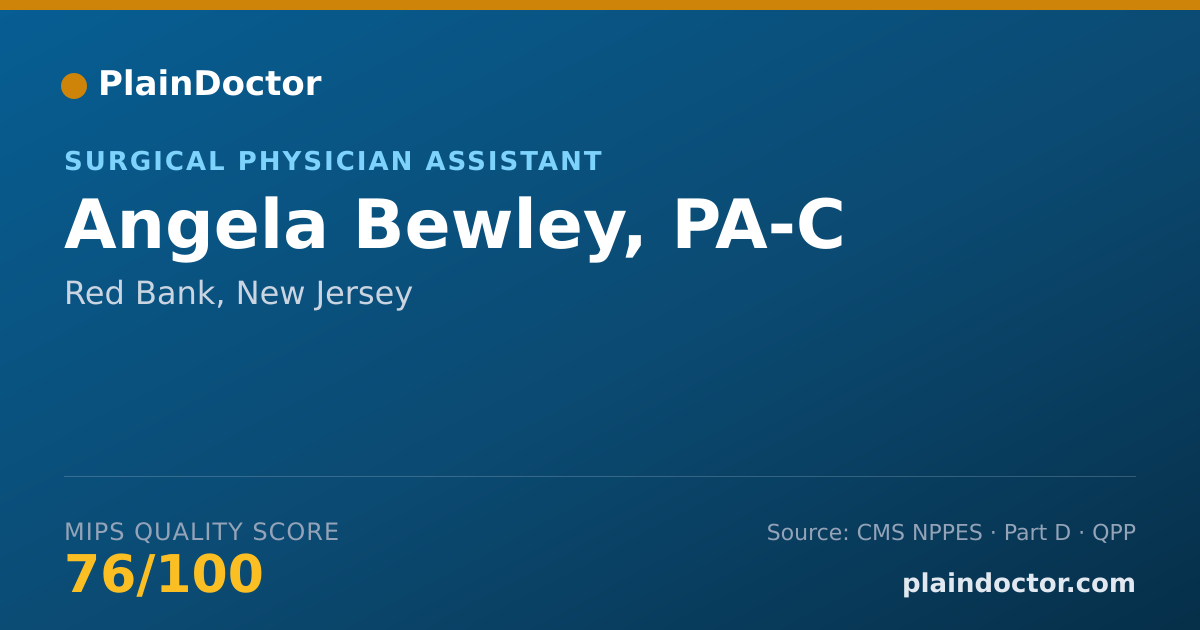 Shareable card for Angela Bewley, PA-C - Surgical Physician Assistant, Red Bank, NJ