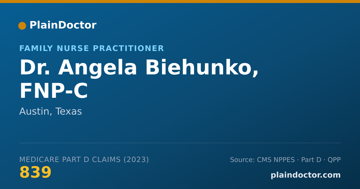 Shareable card for Angela Biehunko, FNP-C - Family Nurse Practitioner, Austin, TX