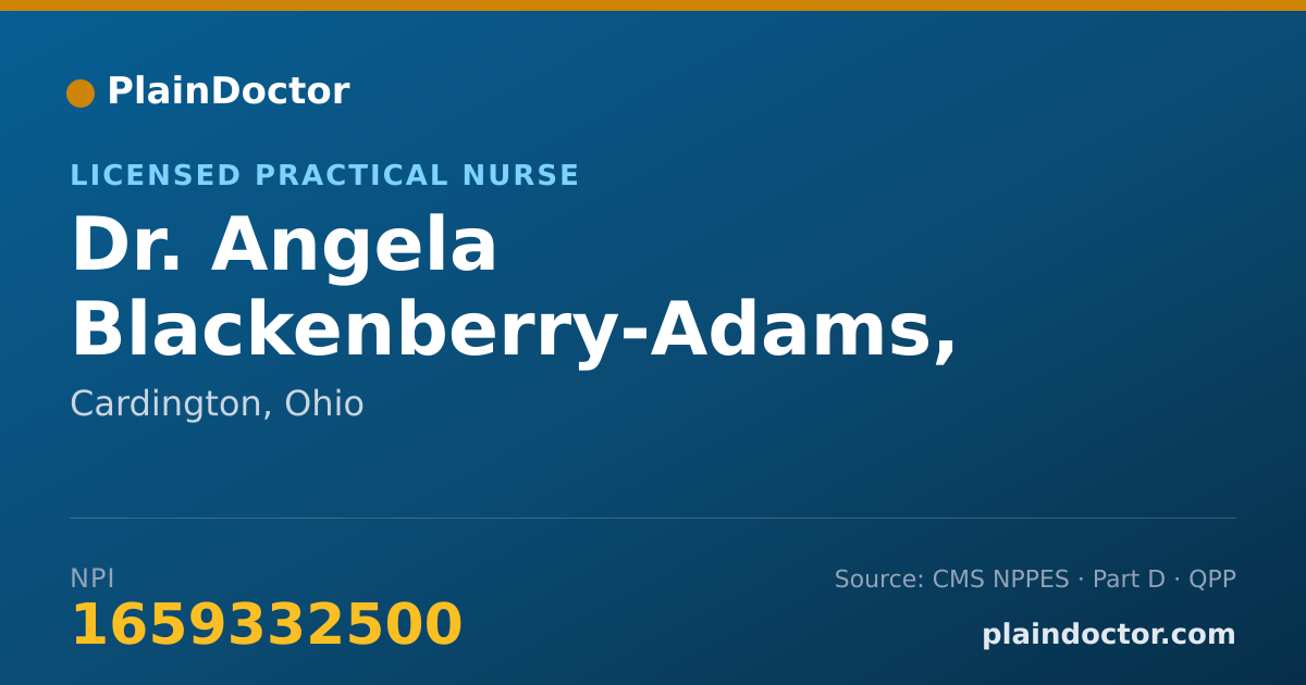 Shareable card for Angela Blackenberry-Adams, LPN - Licensed Practical Nurse, Cardington, OH