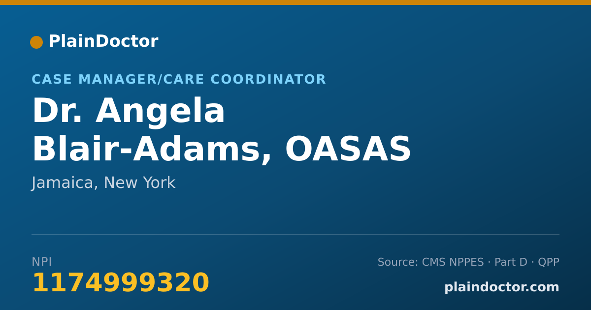 Shareable card for Angela Blair-Adams, OASAS - Case Manager/Care Coordinator, Jamaica, NY