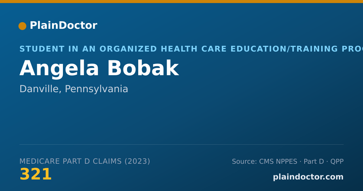 Shareable card for Angela Bobak - Student in an Organized Health Care Education/Training Program, Danville, PA