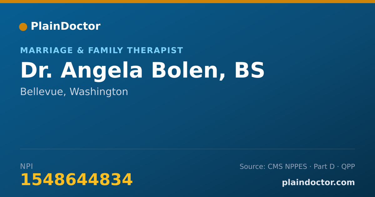 Shareable card for Angela Bolen, BS - Marriage & Family Therapist, Bellevue, WA