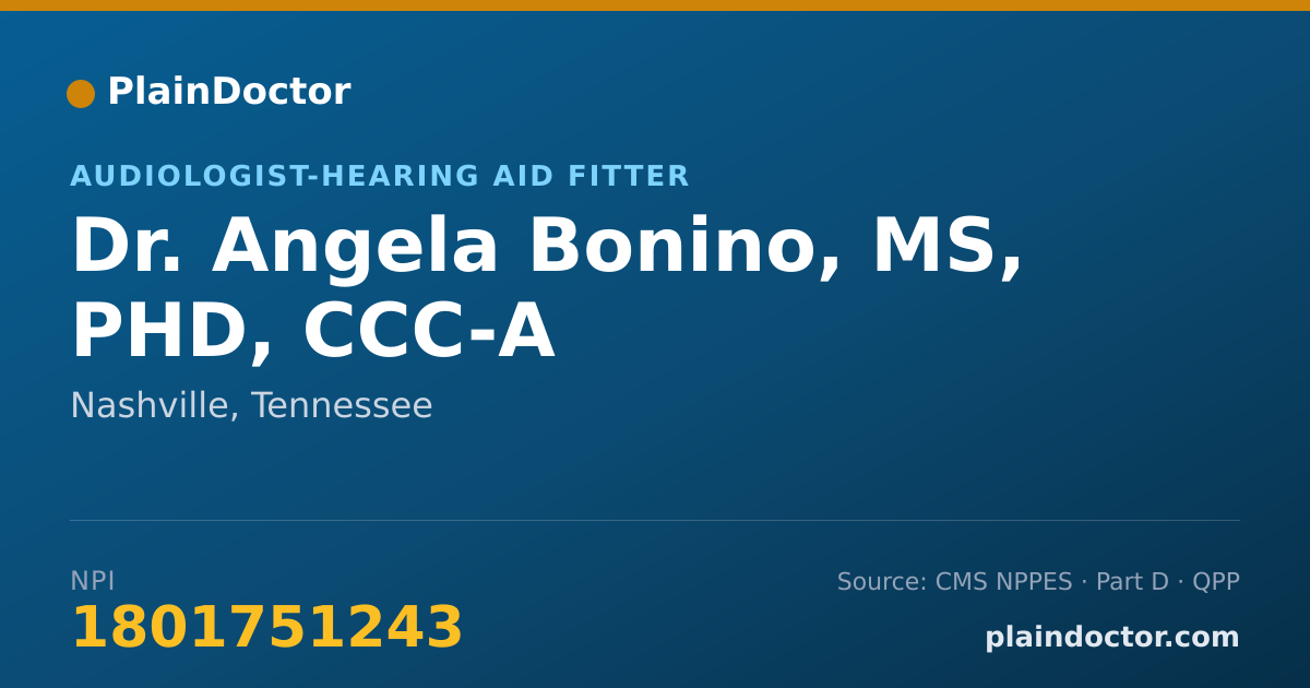 Shareable card for Angela Bonino, MS, PHD, CCC-A - Audiologist-Hearing Aid Fitter, Nashville, TN