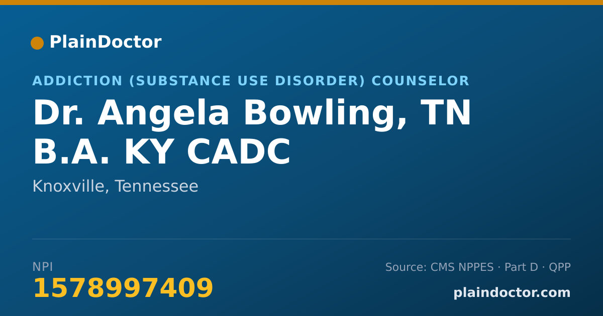 Shareable card for Angela Bowling, TN B.A.  KY CADC - Addiction (Substance Use Disorder) Counselor, Knoxville, TN