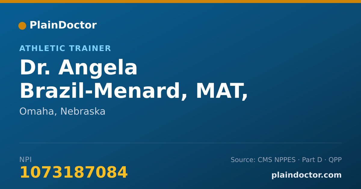 Shareable card for Angela Brazil-Menard, MAT, LAT, ATC - Athletic Trainer, Omaha, NE