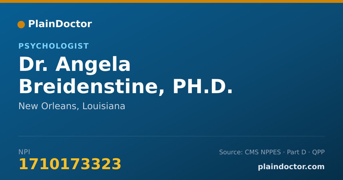 Shareable card for Angela Breidenstine, PH.D. - Psychologist, New Orleans, LA