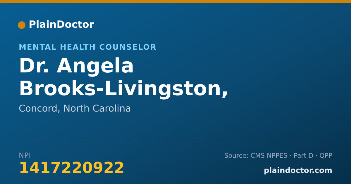 Shareable card for Angela Brooks-Livingston, NCC, LPC - Mental Health Counselor, Concord, NC
